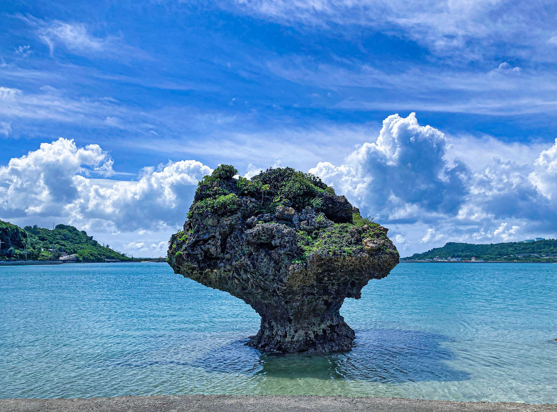 A natural mushroom-shaped rock in Okinawa